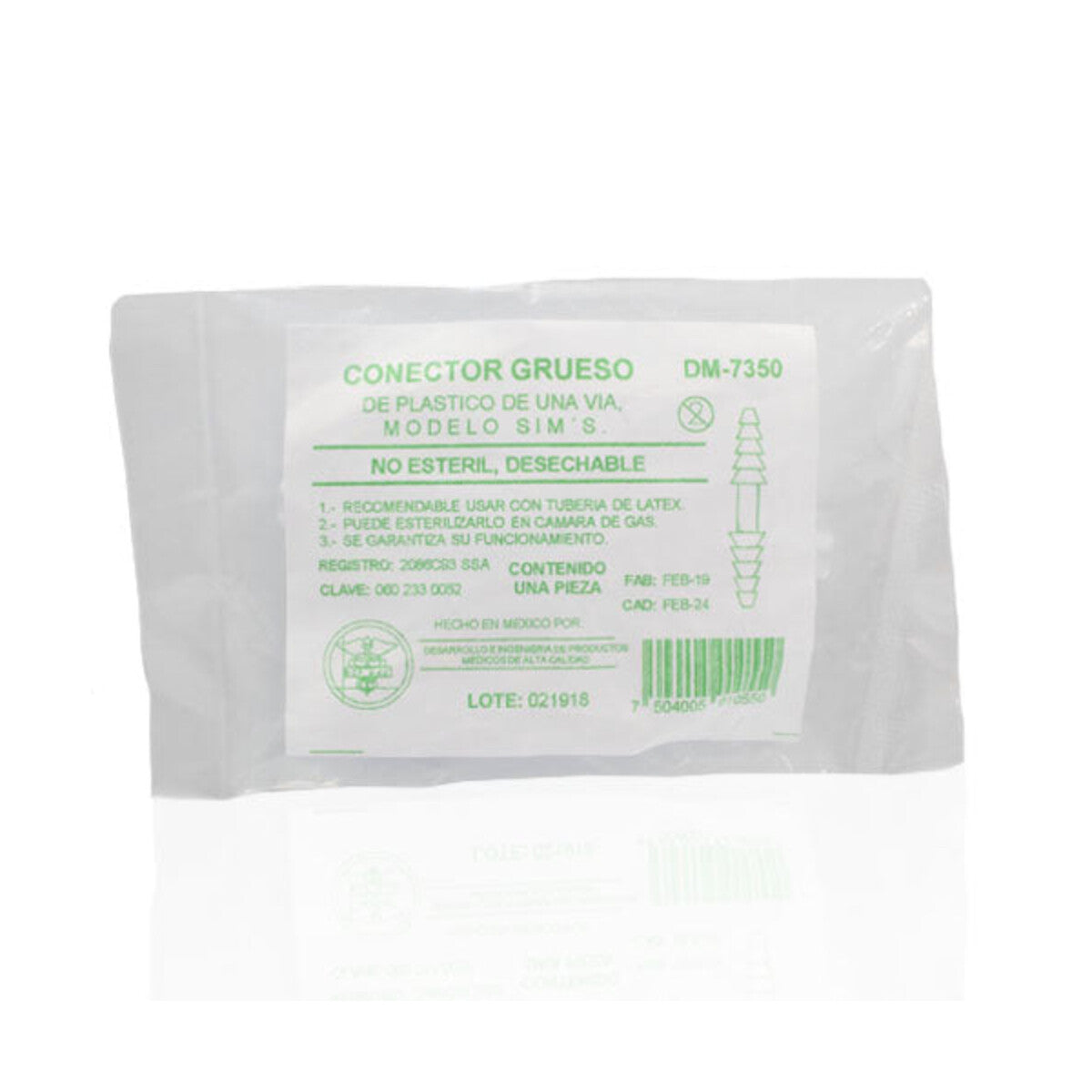 Bolsa Dipmac DM-7350 de conector grueso de plástico de una vía, modelo Sims, no estéril y desechable