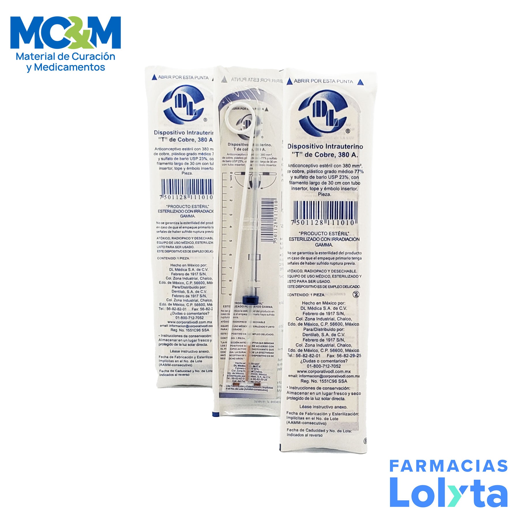 Dispositivo intrauterino DENTILAB tipo T de cobre 380 mm²