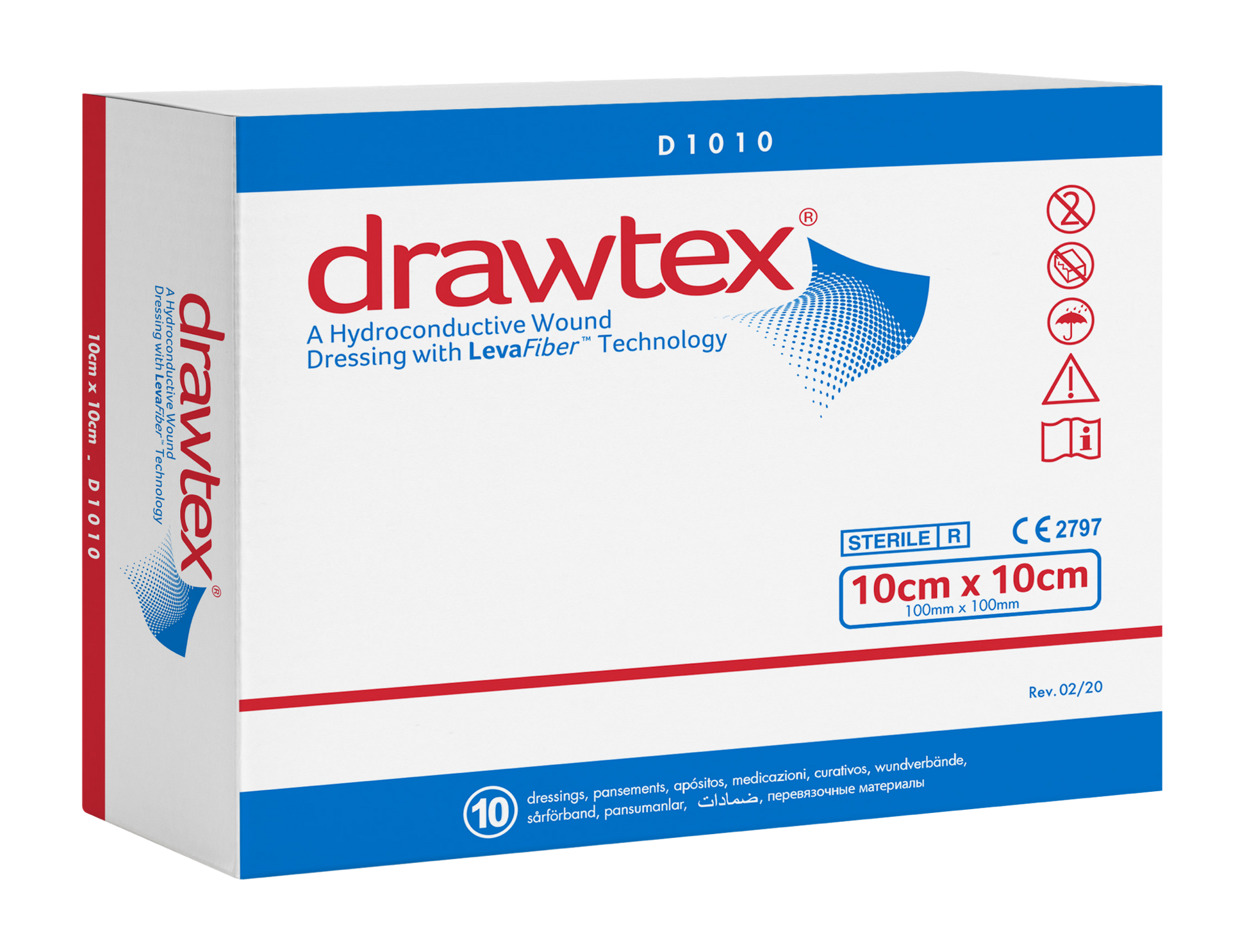 Drawtex apósito hidroconductivo 10 x 10 cm, caja con 10 piezas