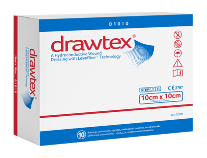 Drawtex apósito hidroconductivo 10 x 10 cm, caja con 10 piezas