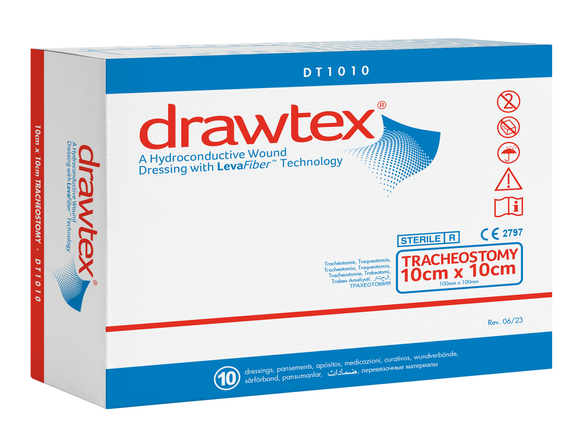 Drawtex apósito hidroconductivo para traqueostomía 10 x 10 cm, caja con 10 piezas