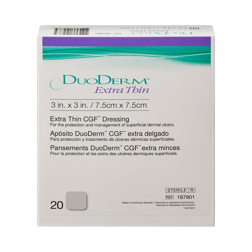 DuoDERM Extra Thin 7.5 cm x 7.5 cm, referencia 187901, sobre fondo blanco