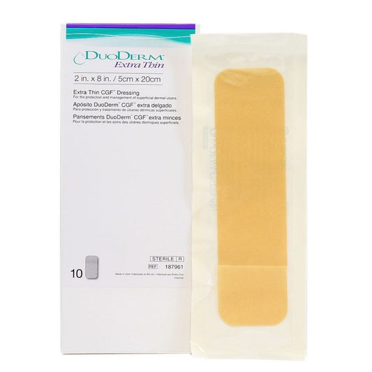 DuoDERM Extra Thin 5 cm x 20 cm, referencia 187961, sobre fondo blanco