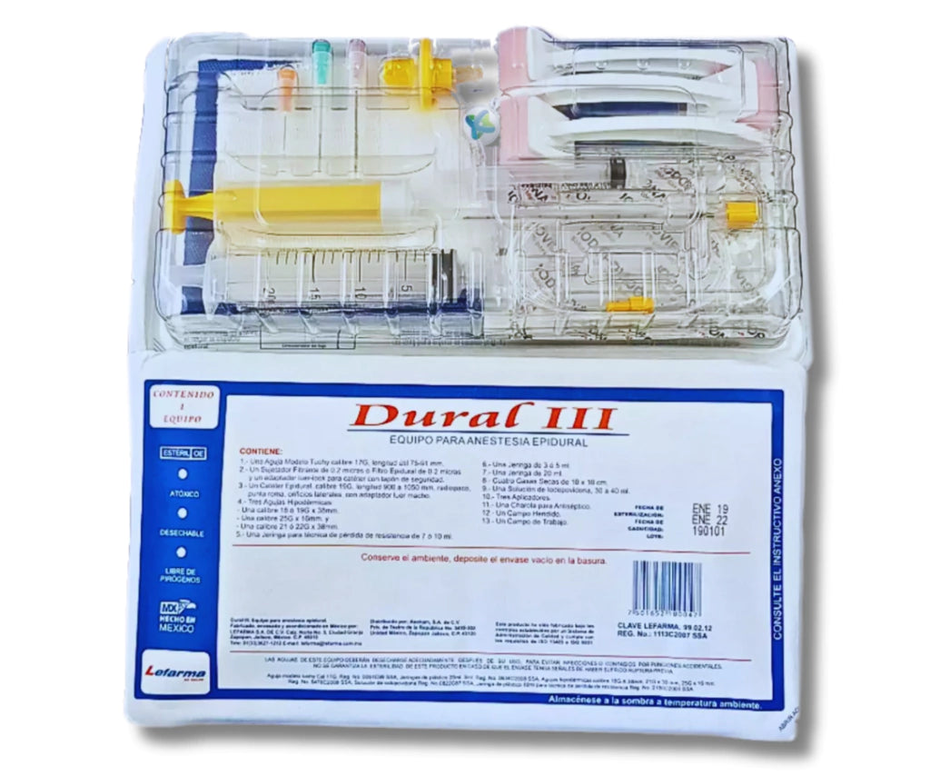 Dural III | Equipo completo para bloqueo epidural — imagen ilustrativa