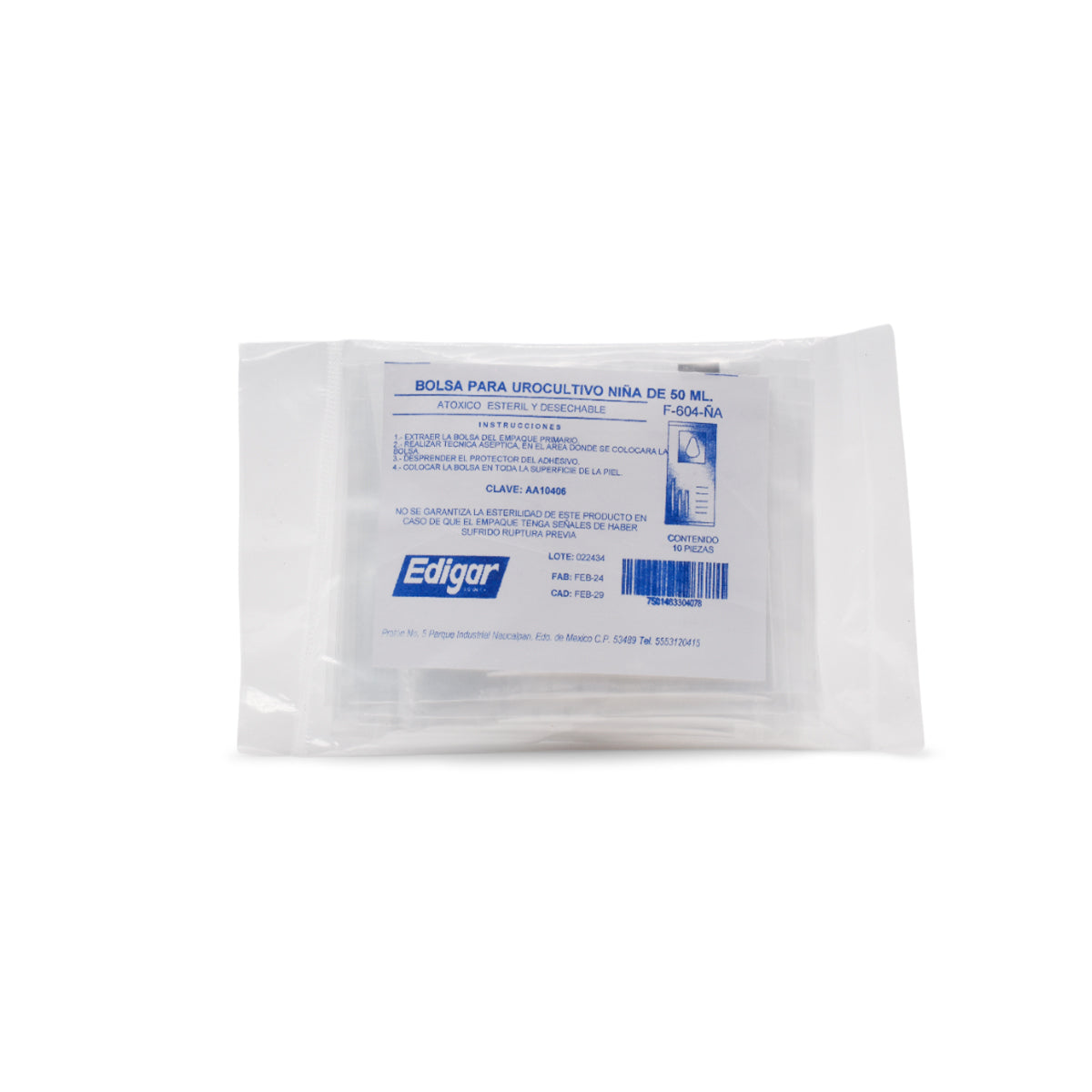 Empaque Edigar AA10406 para niña de 50 ml, etiqueta contenido 10 piezas