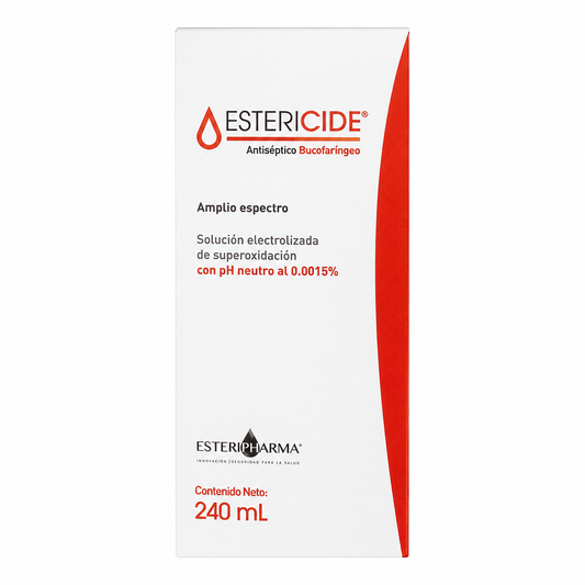 Imagen optimizada: Estericide antiséptico bucofaríngeo 240 ml, sobre fondo blanco