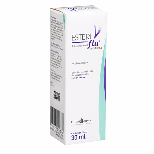 Imagen optimizada: Esteriflu pediátrico antiséptico nasal 30 ml, sobre fondo blanco