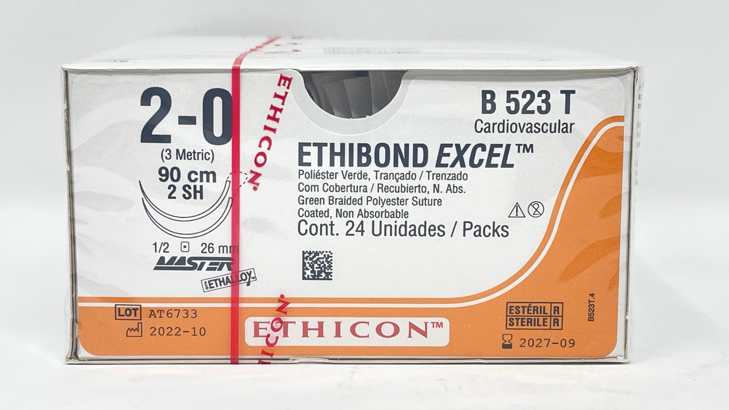 Ethicon ETHIBOND EXCEL B523T sutura 2-0 con doble aguja SH