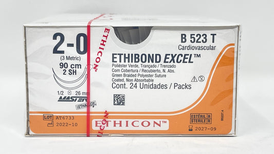 Ethicon ETHIBOND EXCEL B523T sutura 2-0 con doble aguja SH