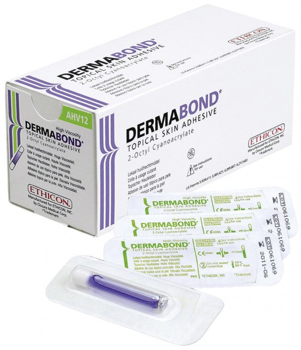Caja Ethicon Dermabond HV AHV12 con aplicadores de adhesivo tópico