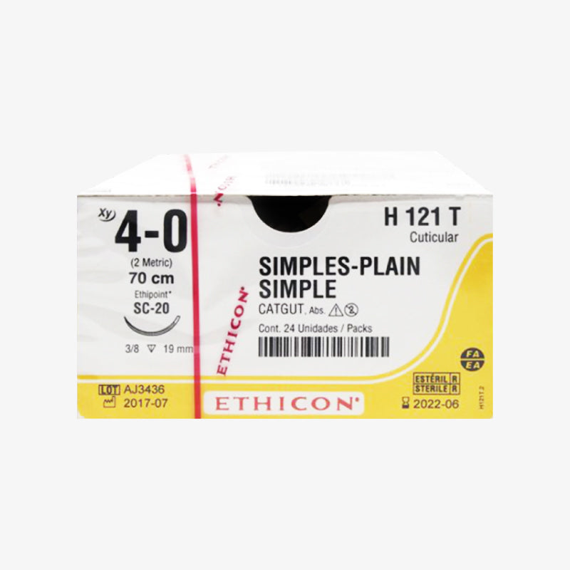 Ethicon H121T Catgut Simple 4-0 con aguja SC-20 de 19 mm