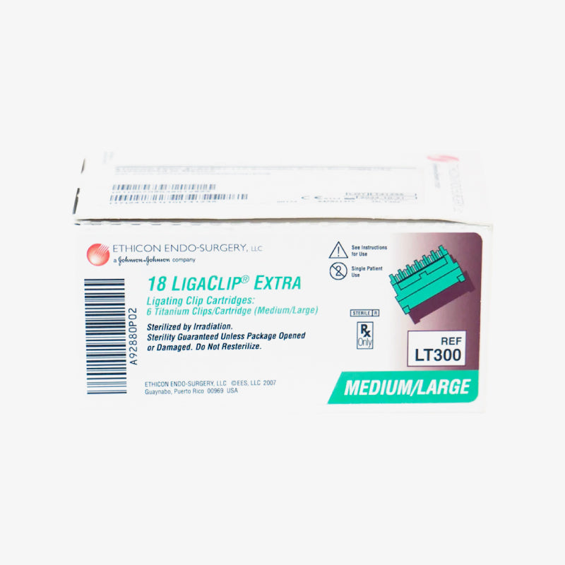 Ethicon LIGACLIP EXTRA LT300 clips mediano grande 18 cartuchos