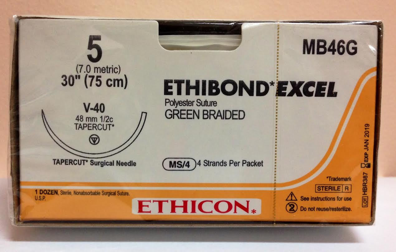 Ethicon ETHIBOND EXCEL MB46G sutura calibre 5 con aguja V-40