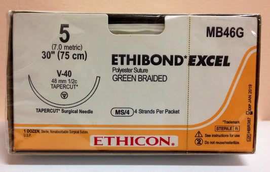 Ethicon ETHIBOND EXCEL MB46G sutura calibre 5 con aguja V-40