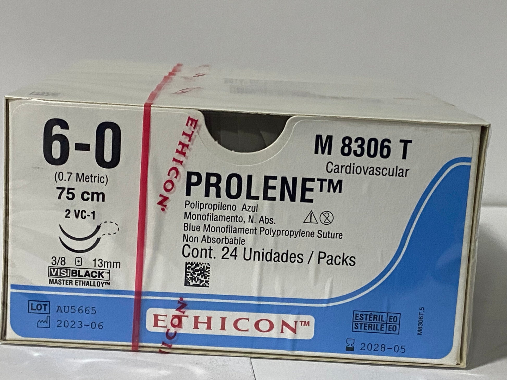 Ethicon PROLENE M8306T 6-0 azul VC-1 75 cm