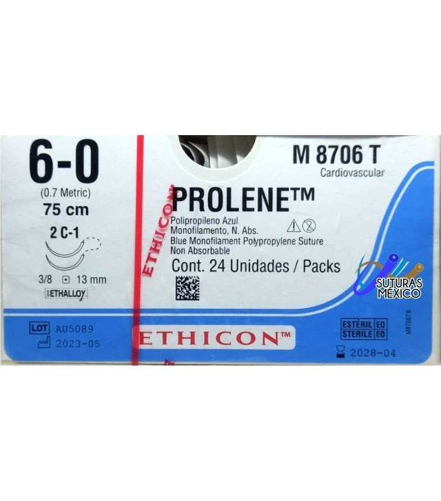 Ethicon PROLENE M8706T 6-0 azul 75 cm con agujas C-1
