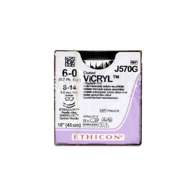 Ethicon VICRYL J570G 6-0 violeta S-14 45 cm