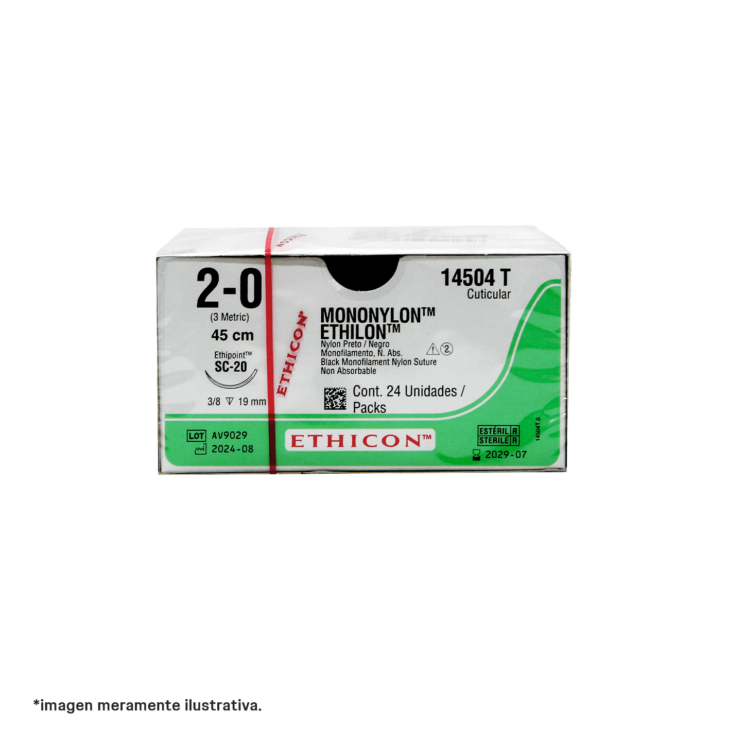 Ethicon Ethilon — sutura de nylon monofilamento negra
