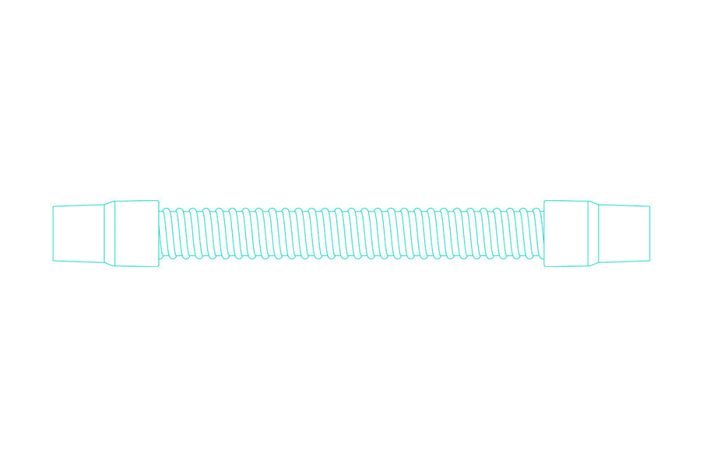 Esquema original Exin de tubo adulto de 22 mm corto con conectores; la oferta 152102 es un rollo de 30 m, configuración distinta