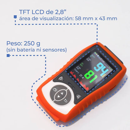 Pantalla TFT de 2,8 pulgadas del oxímetro Palm Xignal F380H.