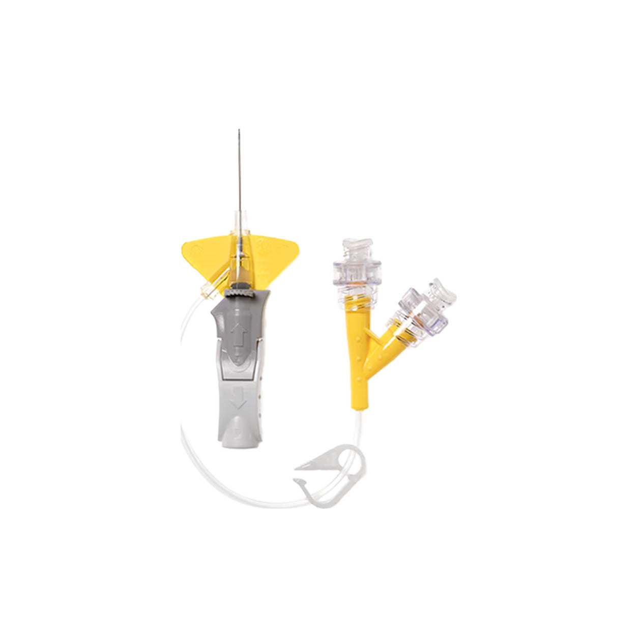 BD Nexiva 383531, catéter IV cerrado de doble puerto con conector Q-Syte, 24G × 0.75 in, aletas amarillas