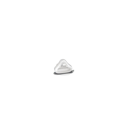 Fisher & Paykel FlexiTrunk BC802-10, mascarilla nasal de silicona talla grande para CPAP sobre fondo blanco