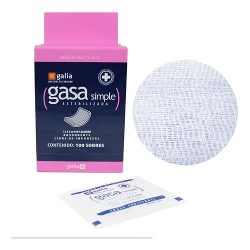 Galia gasa estéril GT02084 7.5 x 5 cm tejido 20 x 12 100 sobres