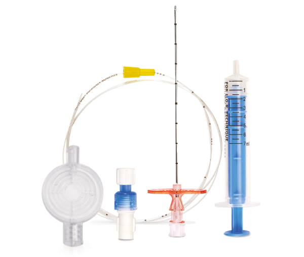 Kit epidural básico Vizcarra GPAR1917 con aguja Tuohy, catéter, jeringa de 7 ml, filtro y adaptadores