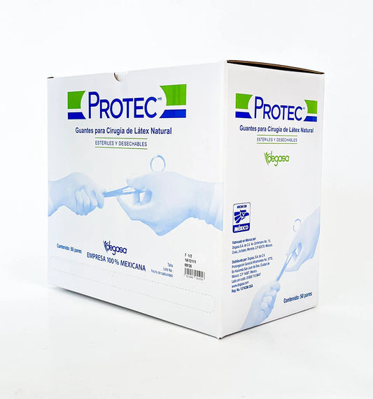 Guante quirúrgico de látex natural Protec estéril y desechable