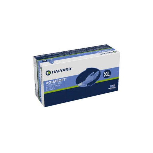 Caja de guantes de nitrilo azul Halyard Aquasoft, talla XL, referencia 43936
