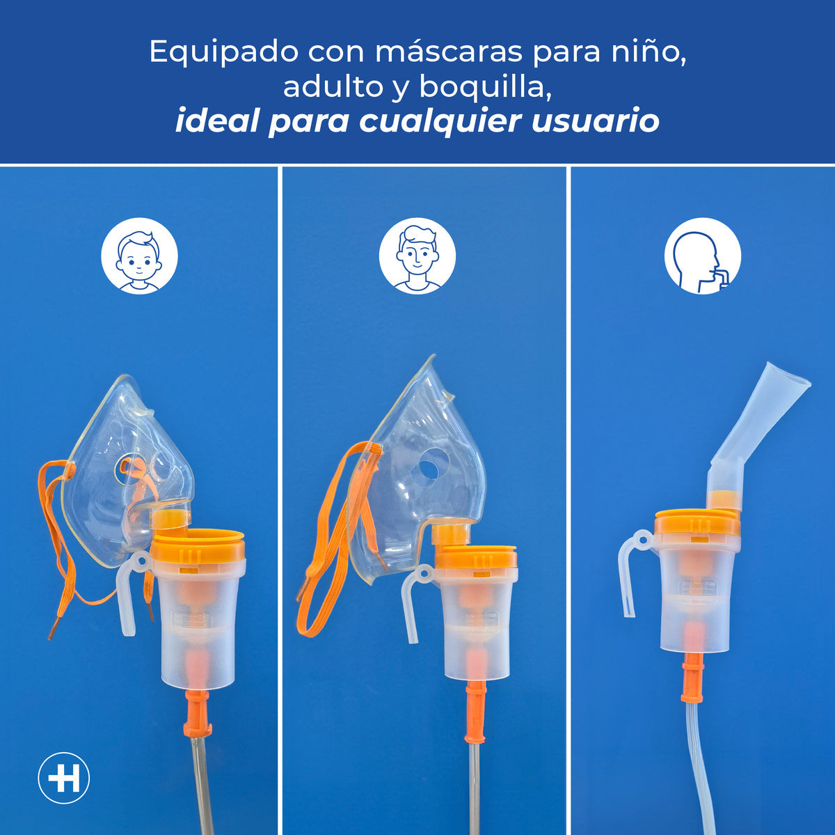 Mascarillas de niño y de adulto y boquilla del nebulizador Handy 403D