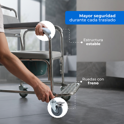 Rueda con freno y descansapiés de la silla Handy AWC03