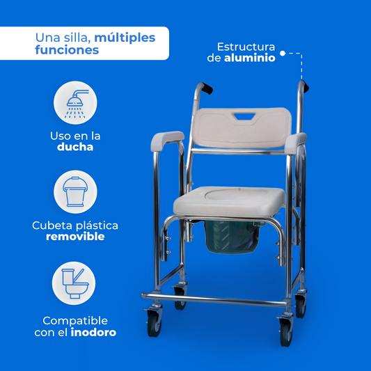 Gráfica Handy AWC03: aluminio, cubeta removible y uso en ducha o inodoro
