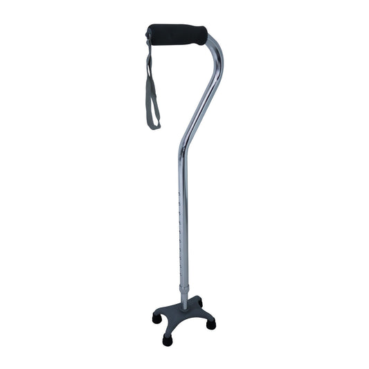 Bastón Handy BST4PCN cromado, mango cuello de ganso negro, correa gris y base de cuatro apoyos gris