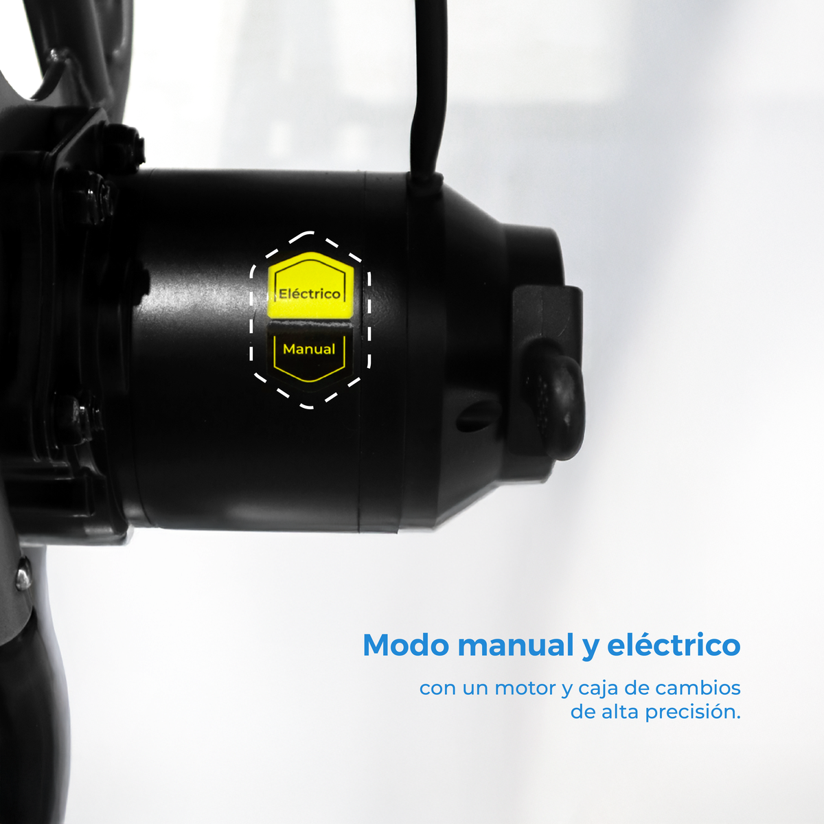 Carcasa del motor de la silla Handy S500, con las leyendas Eléctrico y Manual