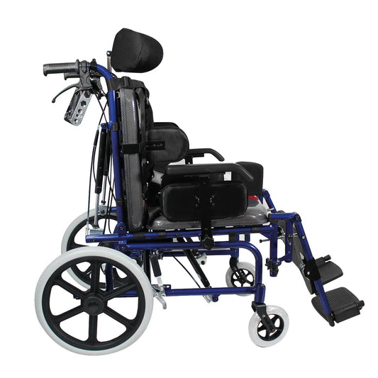 Silla de ruedas Handy S800 de lado, con pistones, cabecera y descansapiés