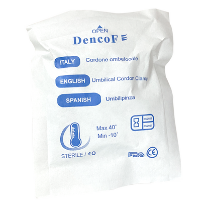 Pinza umbilical estéril Dencof — caja con 50 piezas — fotografía 2