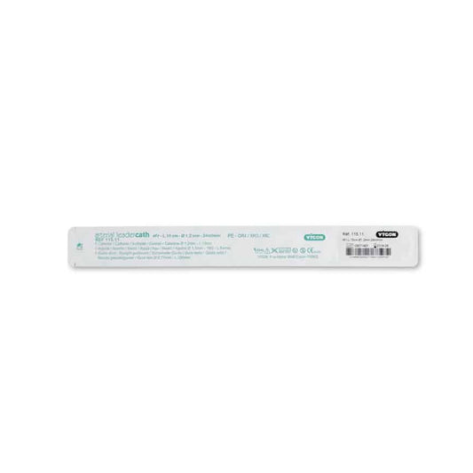 Estuche Vygon Leadercath Arterial PE REF 115.11, 4 Fr × 10 cm, sobre fondo blanco