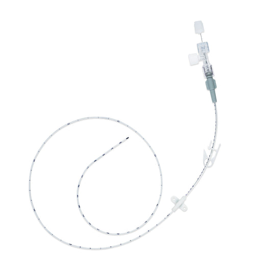 Vygon Lifecath PICC MST 1294.113, catéter 3 Fr × 60 cm de poliuretano con puerto en T y estilete, sobre fondo blanco
