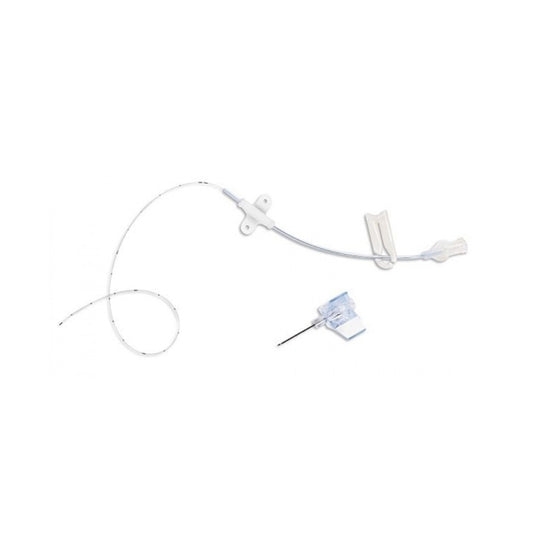 Vygon Premicath 1 Fr: PICC neonatal de PUR con aletas, pinza y aguja pelable 24 G, foto de familia sin REF; esta ficha es el SKU 1261.2 (REF 1261.20)