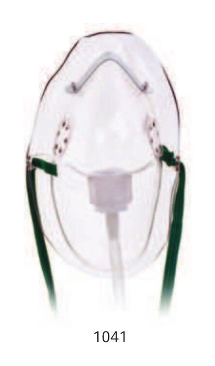 Hudson RCI 1041, mascarilla adulta alargada de oxígeno de concentración media, con tubo y banda verde