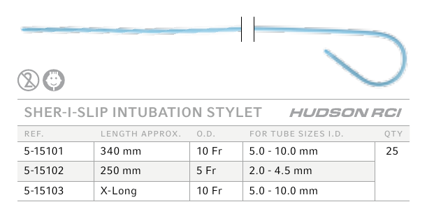 Hudson Sher-I-Slip 5-15101, estilete de intubación 10 Fr x 34 cm