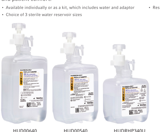 Hudson RCI AquaPak HUDRHP340U, humidificador prellenado de 340 mL con adaptador