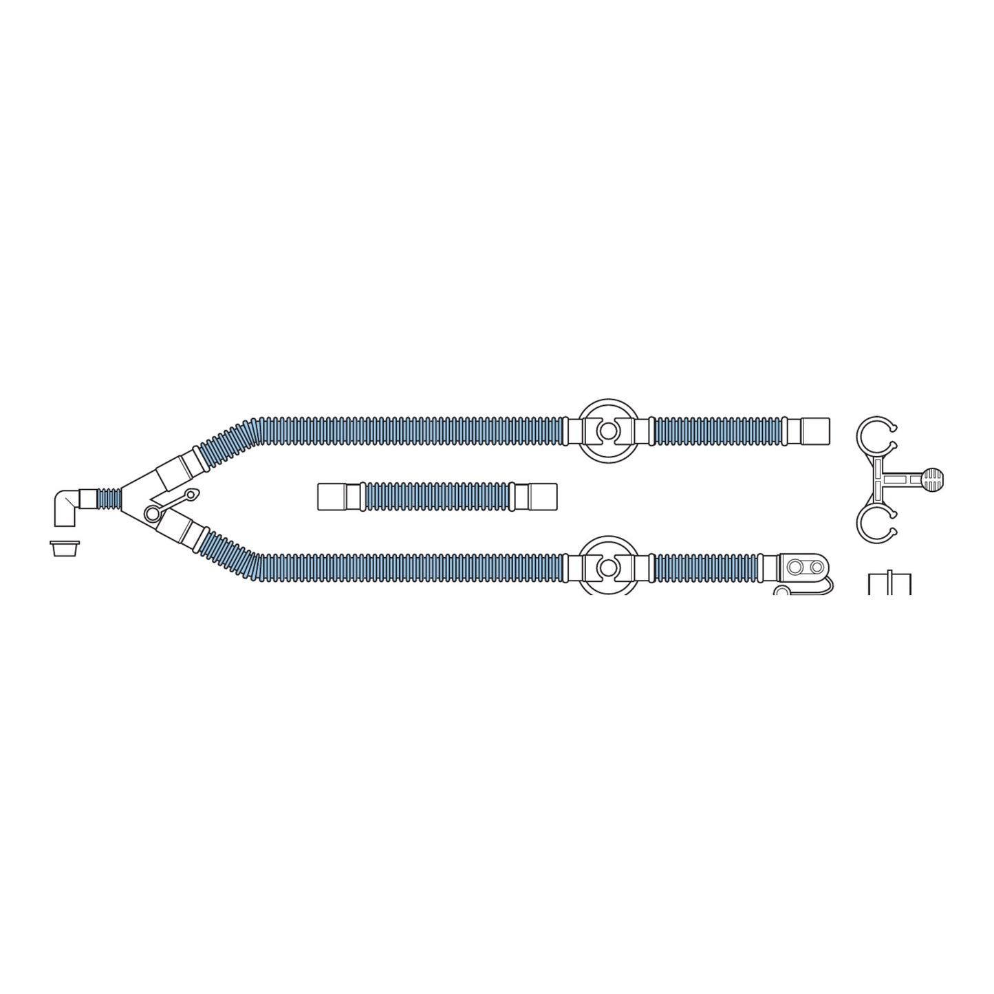 Hudson RCI 1609, circuito dual para ventilador adulto de 1.80 m con dos trampas de agua y línea para humidificador