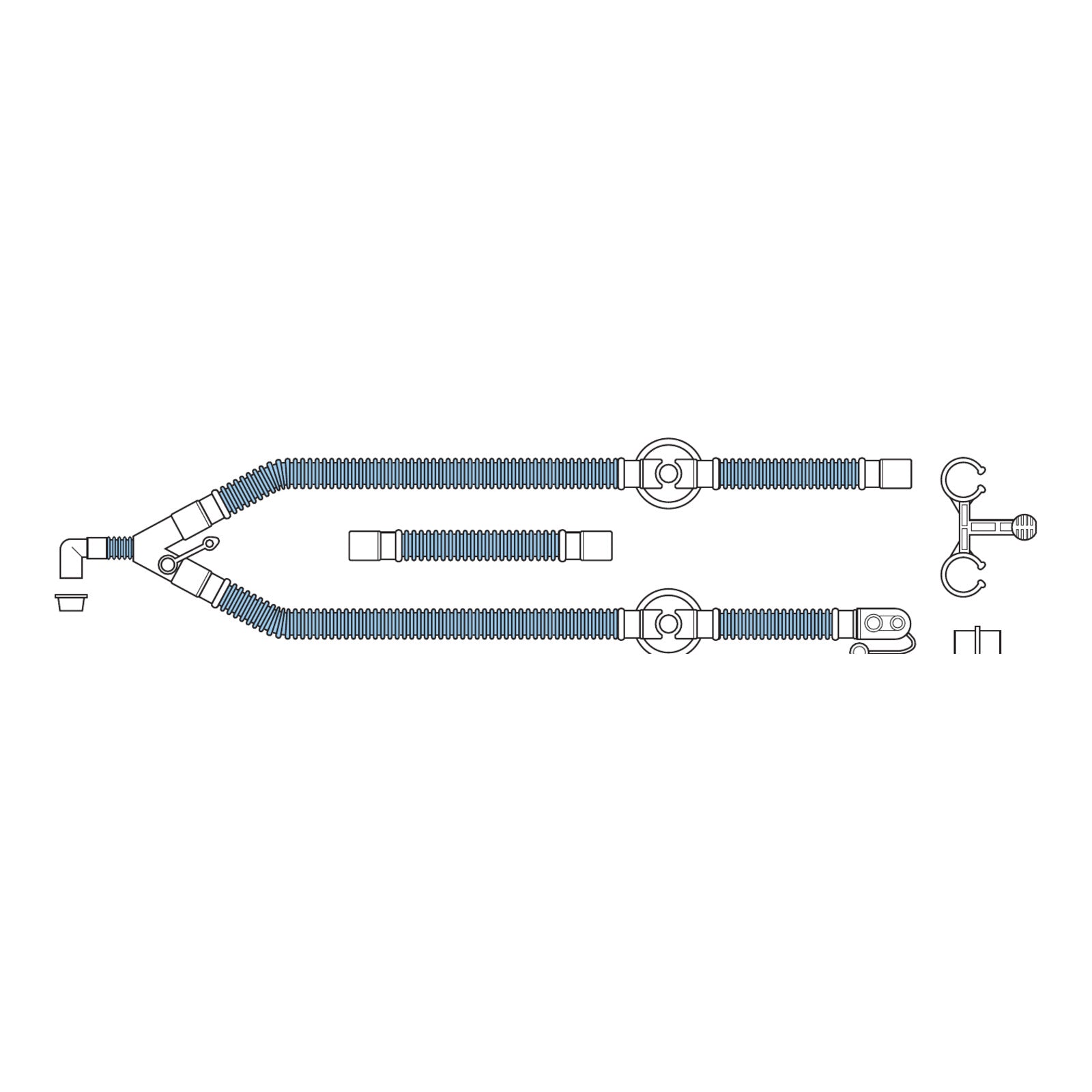 Hudson RCI 1609, circuito dual para ventilador adulto de 1.80 m con dos trampas de agua y línea para humidificador