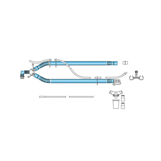 Esquema del circuito Hudson RCI 1617 de doble rama para adulto, 1.80 m, con trampas de agua, sobre fondo blanco
