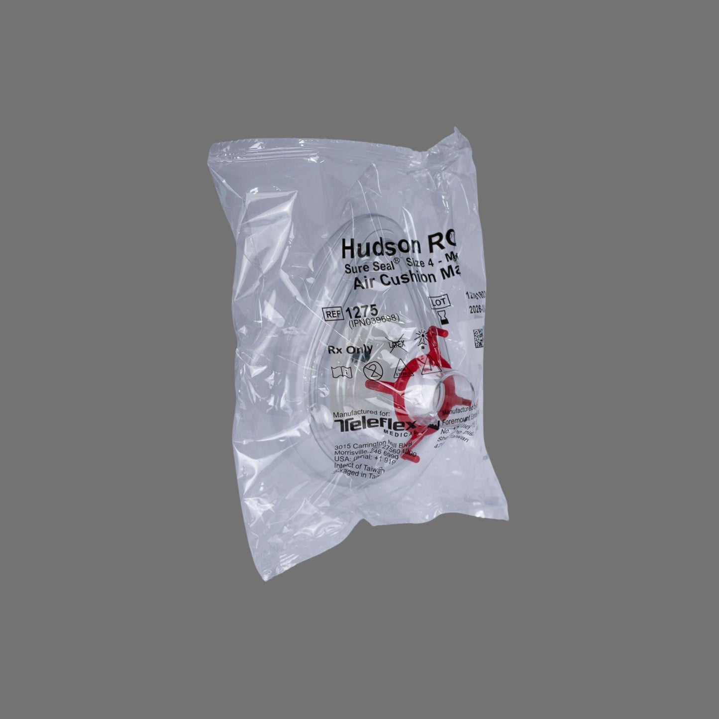Mascarilla Hudson RCI Sure Seal 1275 para anestesia, adulto mediano No. 4 con cojín de aire