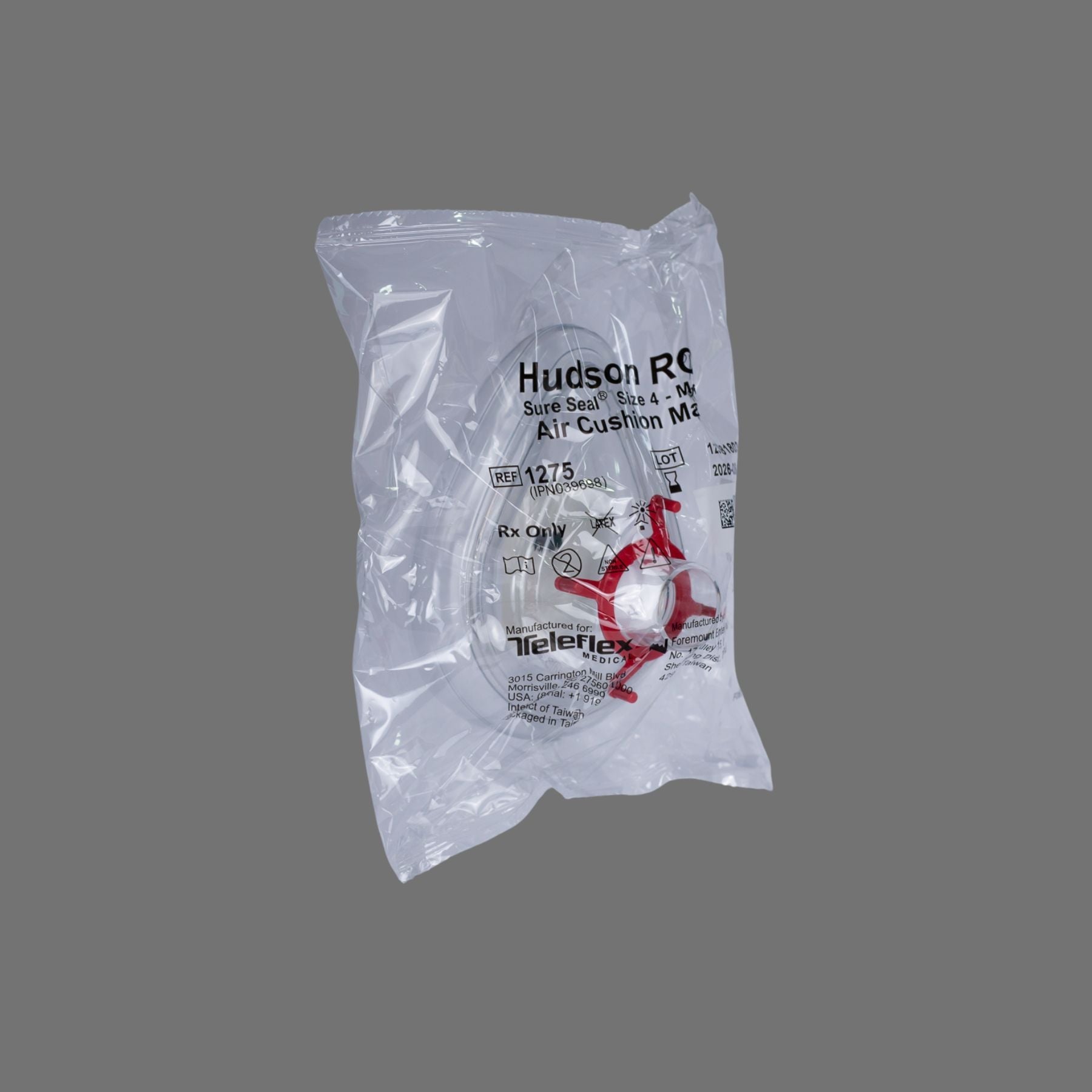 Mascarilla Hudson RCI Sure Seal 1275 para anestesia, adulto mediano No. 4 con cojín de aire