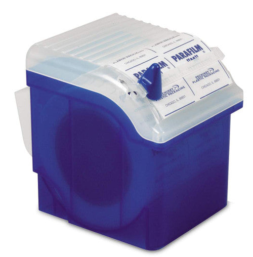 Dispensador para película de sellado Heathrow Scientific HS234525B, azul, fotografía oficial; película mostrada como ejemplo de uso