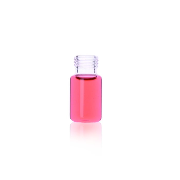 Fotografía oficial del formato de vial headspace WHEATON con rosca, vidrio transparente. Referencias WHE-W225284